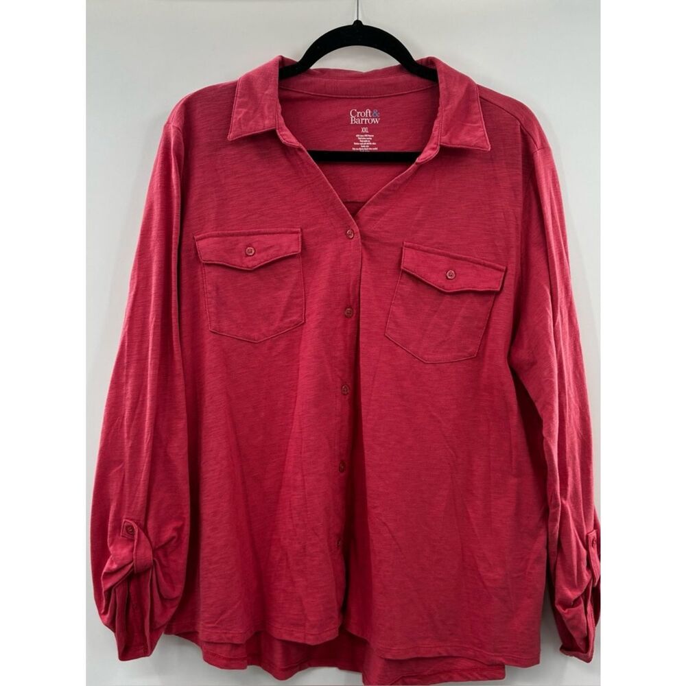 3For$20 Croft & Barrow Button up Sleeve Deep Pink size: 3X